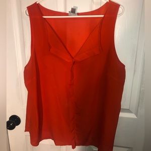 - 2X sleeveless lightweight deep orange summer top with front detail , l…